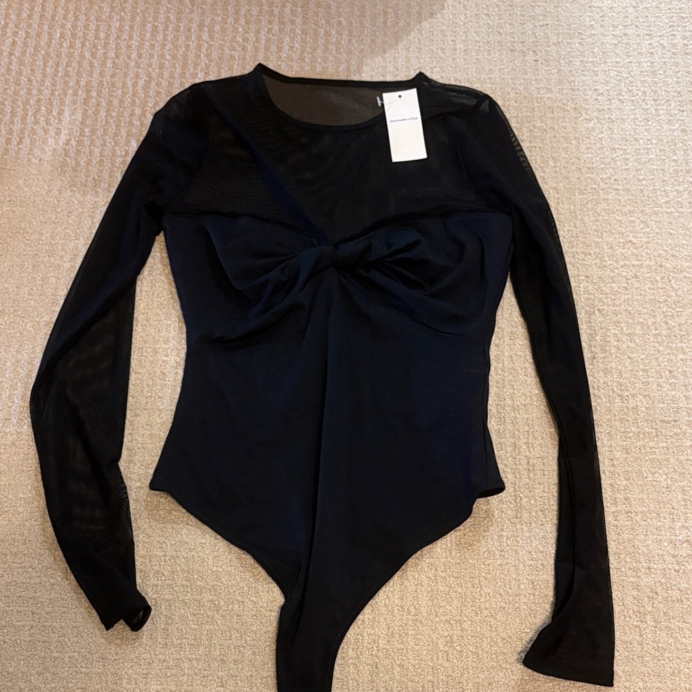 Abercrombie & Fitch Black Long Sleeve Bodysuit
